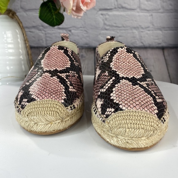 SAM EDELMAN KHLOE Pink & Black Snake Skin Leather Slip On Espadrilles Flats - Picture 3 of 17